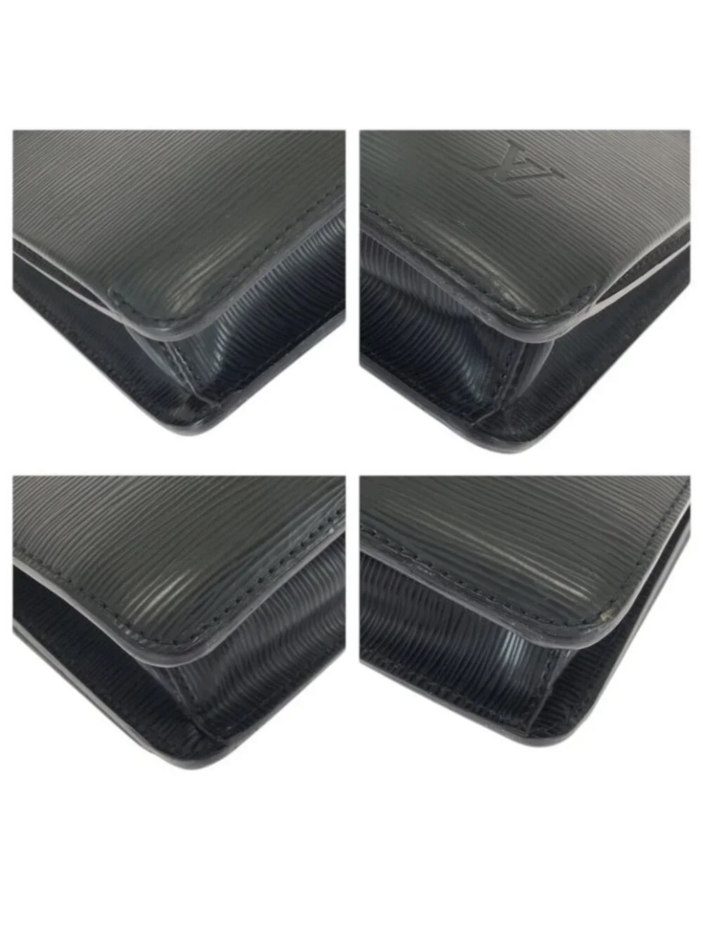 Louis Vuitton Epi Black Silver Leather Business Bag